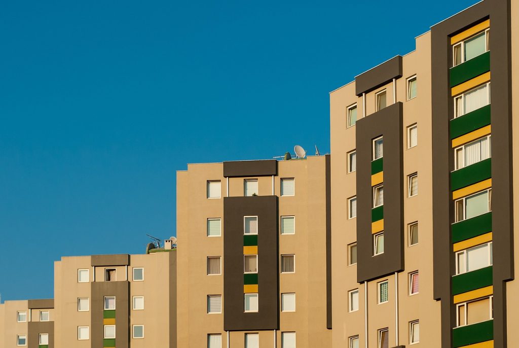 apartment, blue sky, sky